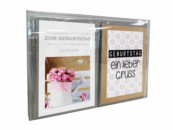 Grußkartenbox Geburtstag 4 Motive 15 cm VE 40 St