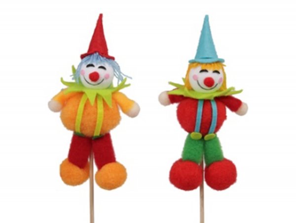 Stecker Clown 2-fach sortiert 13 cm VE 6 St