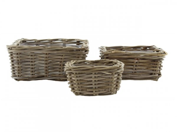 Rattan-Korb eckig 16/21/26 cm 3er Set