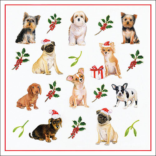 Serviette Christmas Dogs VE Set à 20 St