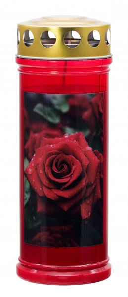 Grablicht Rose 21,5 cm