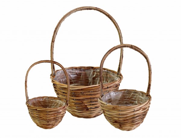 Rattan-Korb rund mit Bügel 32/40/43 cm 3er Set