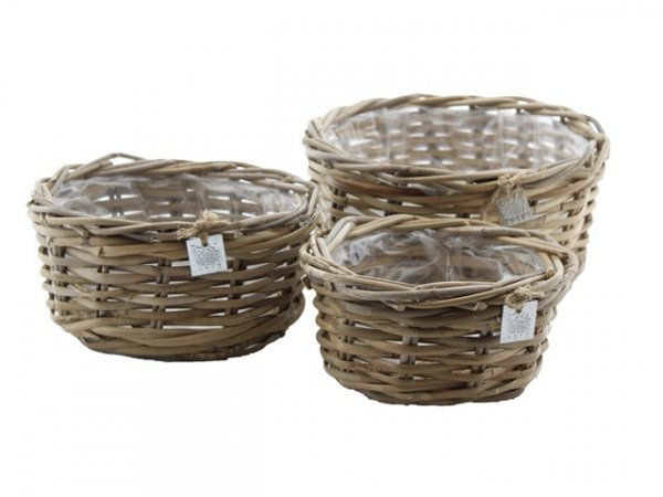 Rattan-Korb rund Ø 21/26/30 3er Set