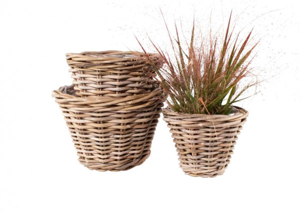 Rattan-Übertopf rund 16/18/20 cm 3er Set