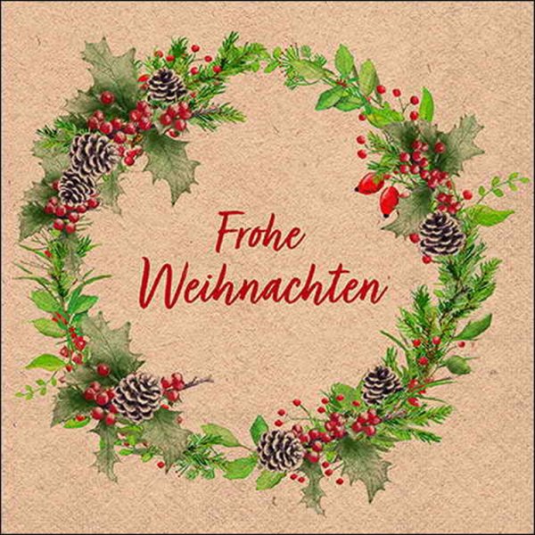 Serviette Weihnachtskranz 33 cm VE Set à 20 St