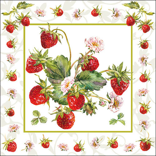 Serviette frische Erdbeeren 33 cm VE Set à 20 St